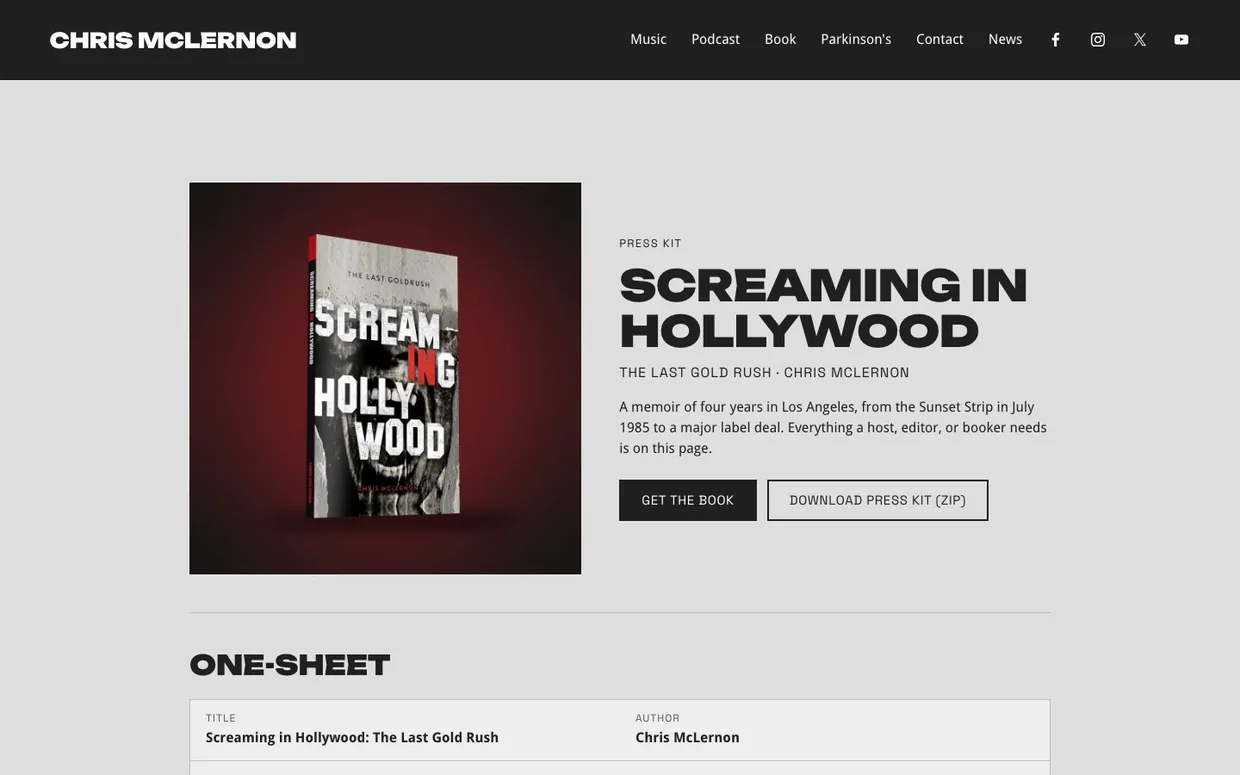 Chris McLernon&rsquo;s electronic press kit page